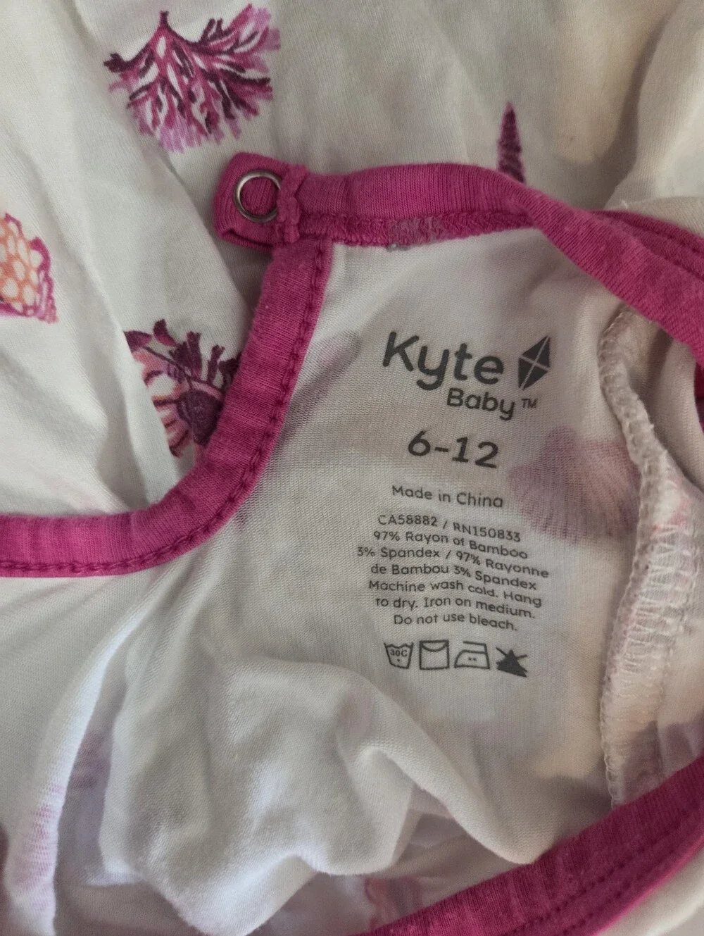 Kyte Baby Bubble Romper 6 - 12 Months Sea Shell Print RASPBERRY EUC